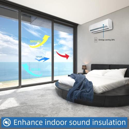 One Way Privacy Window Film,Premium PET Material,Daytime Reflective Heat Control Anti UV Door Sticker,Window Tint for Home Office Living Room,Saturn Grey,27.6 Inch x 6.5 Feet