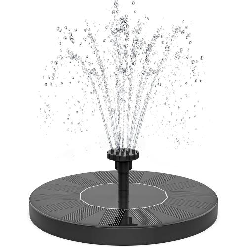Solar Fountain, 1.5W Solar Bird Bath Fountains Pump Floating Solar Powered Water Fountain with 6 Nozzles and Fixer, Solar Fountain for Bird Bath, Outdoors, Garden, Pond, Pool