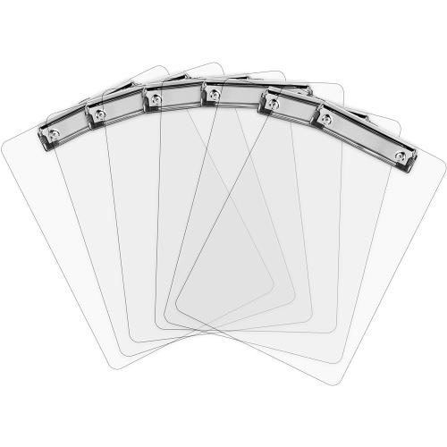 Plastic Clipboards (Set of 7) Transparent Clipboard (Clear) Strong 12.5 x 9 Inch | Holds 100 Sheets! Acrylic Clipboards with Low Profile Clip | Bulk Back to School Supplies for Teachers