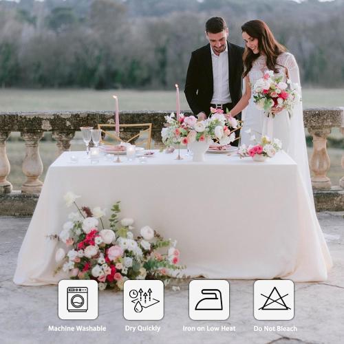 Pack of White Table Cloths Rectangular Tablecloths for 6 Foot Rectangle Tables, Wrinkle Resistant White Tablecloth Washable Polyester Fabric Table Covers for Party Wedding Banquet
