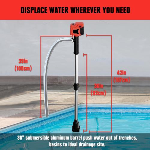 Cordless Stick Water Transfer Pump Compatible with 18V Battery(Tool Only), 720GPH Brushless Stick Utility Pump for Pool Garden Pond