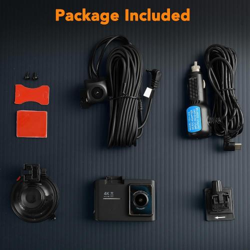 4K Dash Cam Front and Rear, STARVIS 2 Night Vision, Free 64GB Card, 5GHz WiFi with App, Built-in GPS, Dash Camera for Cars 170° Wide Angle, 3 IPS Screen, Loop Recording, 24H Parking Monitor