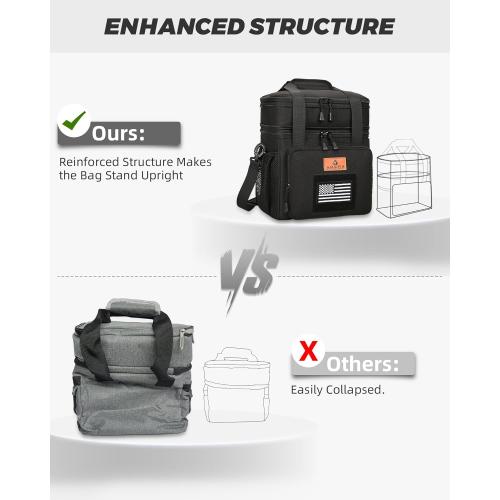 HSHRISH Expandable Lunch Box, Double Deck Large Insulated Lunch Bag for Men, Durable Leakproof Cooler Bag for Men Work Shift Outdoor Trips, 20 Can/15 L, Black