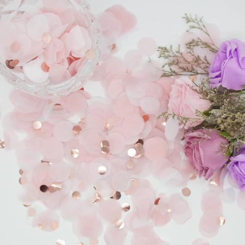 Round Tissue Confetti Glitter,Rose Gold Pink White Paper Tissue Confetti Dots for Wedding Birthday Party Decorations,1.76oz