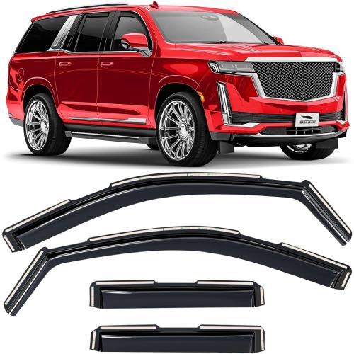Voron Glass in-Channel Extra Durable Rain Guards for Cadillac Escalade 2021-2026, Window Deflectors, Vent Window Visors, 4 Pieces - 200928