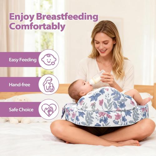Nursing Pillow for Breastfeeding, with Safety Fence, Removable Cover