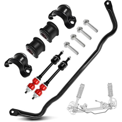 (Bar only) 55398938AC Front Suspension Stabilizer Bar & K80894 Front Sway Bar Link Kit with Bushing Kit Fit For 2009-2010 Dodge Ram 1500,2011-2018 Ram 1500,2019-2022 Ram 1500 Classic 4WD # 55398938AB