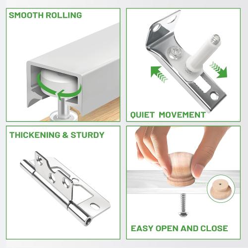 24IN Bi-fold Door Track Kit, 1Kit White Bi-fold Door Hardware kit with Track Closet Door Track Repair Tool Kit Included Full Accessories for Double Door, Folding Door, Accordion Door‼️missing pieces‼️
