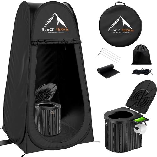 BlackTerra Portable Toilet for Adults - Portable Toilet for Camping Privacy Outdoor Bathroom Tent XL Portable Toilet Set for Adults