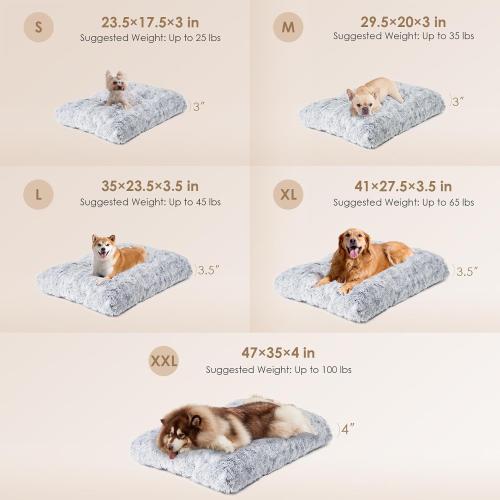 EHEYCIGA Fluffy Dog Crate Bed for Large Dogs, Plush Faux Fur Pad, Calming Anti Anxiety Large Bed, Washable Soft Warm Dog Crate Mat with Non-Slip Bottom