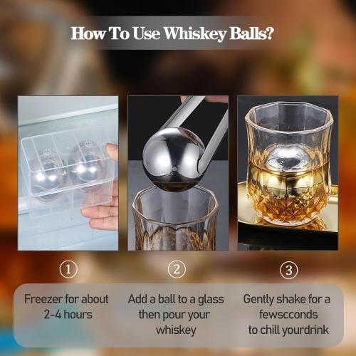 Reusable Ice Cubes & Metal Chilling Stones 304 Stainless Steel Whiskey Balls XL Extra Large Whiskey Ice Stones Set of 4 Silver Ball 2.2 (55 mm) Whiskey Gifts