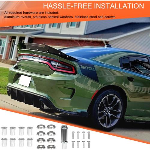 Bonbo Venom V2 Rear Wickerbill Spoiler for Dodge Charger 2015-2024 SRT ScatPack Hellcat, Add-on Type 2-Piece Rear Wicker Bill Spoiler with RivNut Tool (Gloss Black)