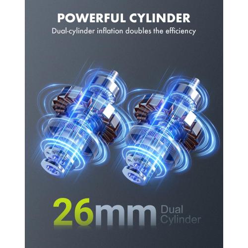 Color Green Anykit Tire Inflator Portable Air Compressor, 150PSI 4X Fast (Dual Cylinder) Inflation Air Pump with Digital Pressure Gauge, 12000mAh Electric Cordless Tire Pump for Truck, Car (Green)