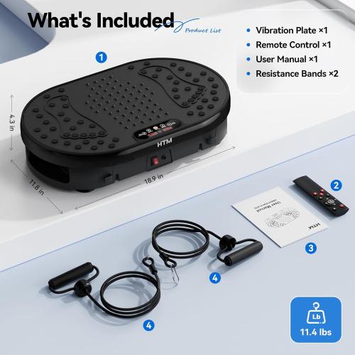 Vibration Plate Exercise Machine with 120 Speed Levels, 9 Program Modes and Remote Control - 15 Min Timer, 300 lbs Capacity Vibrate Stand Shake Board for Full Body Workout, Fat Burner and Toning