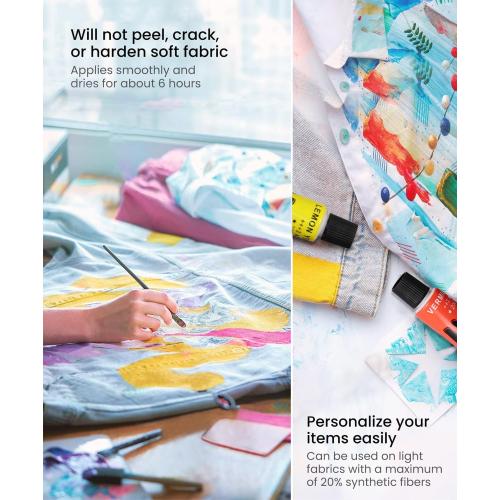 Colorful Fabric Paint Set for Clothes 24 Colors - Permanent Textile Paint Kit for Shoes, Canvas - Non-Toxic Slick Painting Set for Adults, Beginner & Artists