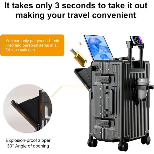 Zipperless Luggage, 22x14x9 Aviation Certified, Polycarbonate Aluminum Hardshell, Expandable Carry-On Luggage with Spinner Wheels, Hardshell Luggage, 20 Inch Cabin