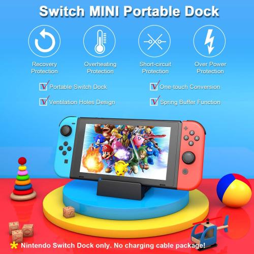 Docking Station for Nintendo Switch/Switch OLED, Ponkor Charging TV Dock, Portable Adapter Charger with USB 3.0 for Nintendo Switch Dock(No Cords)