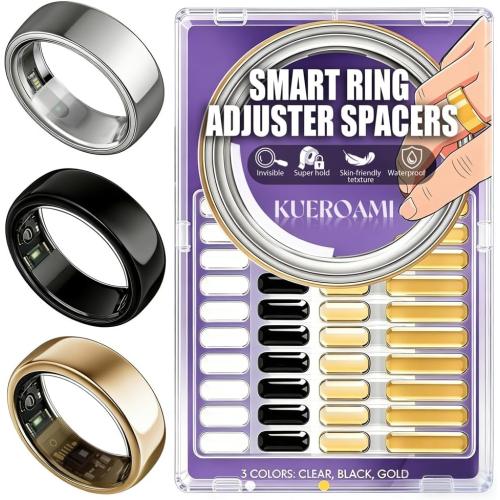 Smart Ring Size Adjuster for Loose Rings, 120Pcs Silicone Spacer Inserts for Oura 5/Galaxy/RingConn 3/Ultrahuman, Reduces 0.2-2 Sizes, Sensor-Friendly, Waterproof, 3 Colors (Gold, Black, Clear)