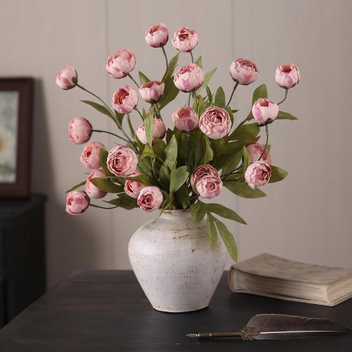 VIERENA 12 Pcs Faux Silk Peony Artificial Flowers for Vase -27, Bulk Fake Peonies Branches with Stems for DIY Bouquet Centerpieces Wedding Fillers Arrangements Shower Decorations (Blush Pink)