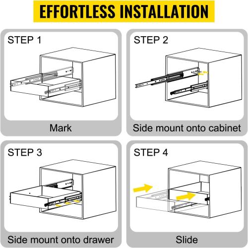 VEVOR Drawer Slides, 1 Pair 60inch Locking Drawer Slides, 500lbs Load Capacity (178 lbs When Fully Extended), Side Mount Ball Bearing Drawer Glides, Long Full Extension Drawer Slide