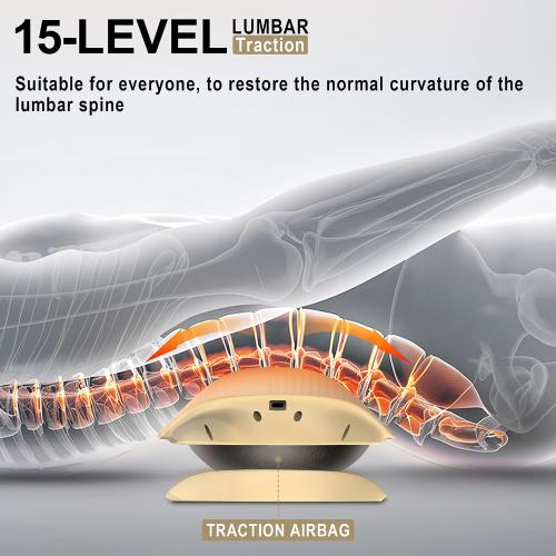 Electric Back Stretcher for Lower Back Pain Relief, Lumbar Traction Device with Dynamic Airbag Traction, 3 Level Hot Compress, Vibration, and 20 Levels of Electrotherapy, Back Massager