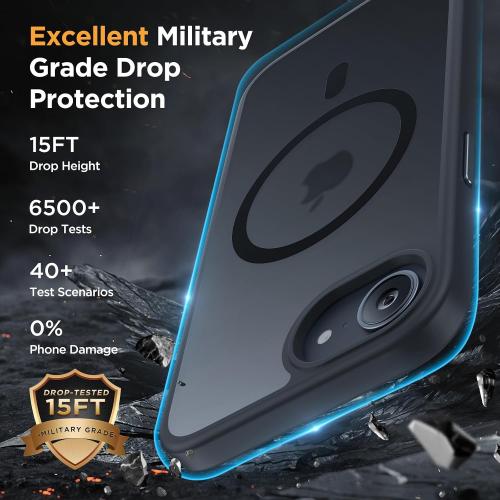 miracase for iPhone 16e case & iPhone 17e Case for MagSafe [with 2×9H  Screen Protectors] TOP Military-Grade Protection Shockproof with Velvet Touch for iPhone 16e/17e Phone Case 6.1, Matte Black