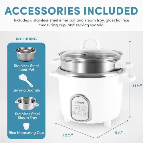 Aroma Housewares NutriWare 14-Cup (Cooked) Digital Rice Cooker and Food Steamer, White