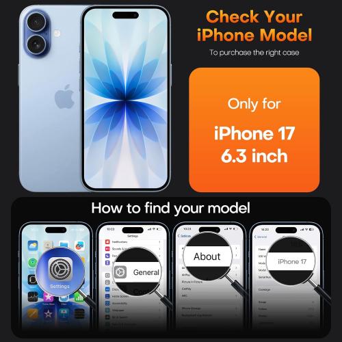 TAURI for iPhone 17 Case, Anti-Yellowing with Screen Protector, Military-Grade Protection Shockproof Slim Phone Case for iPhone 17, Star Blue