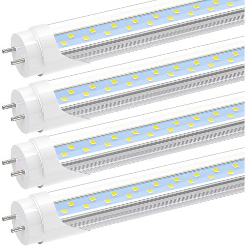 Pack of 4 JESLED T8 LED 4FT Type A B Light Bulbs, 24W(65W Equivalent), 3200LM, 6000K Super Bright, Plug and Play or Ballast Bypass, 4 Foot LED Fluorescent Tube Replacement, ETL Listed, Dual-Ended, Clear(4-Pack)