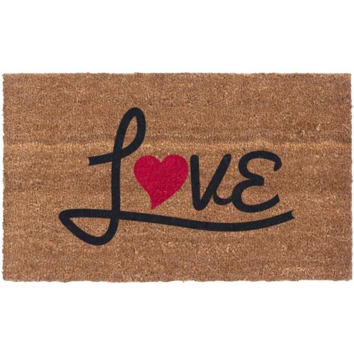 COCO MATS 'N MORE Coco Coir Door Mat – Heavy Duty Outdoor Mat, Non-Slip Welcome Mat with Vinyl Backing, Front Porch Door Mat with Tough Coir Bristles (18 x 30 | Love Heart)