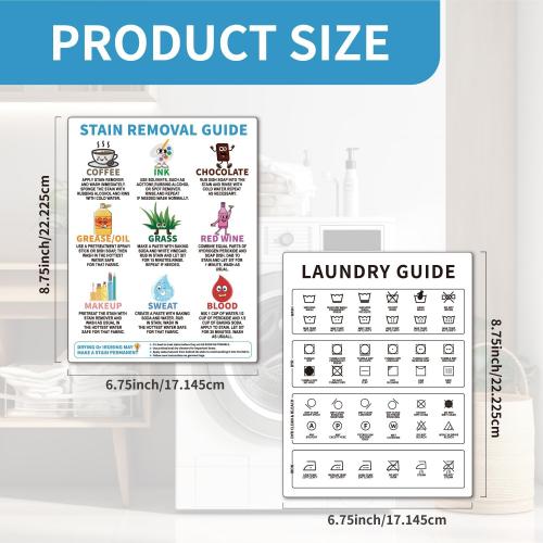 Laundry Symbols Chart,Magnetic Stain Removal Sign | Clothing Care Chart for Laundry Room Decor