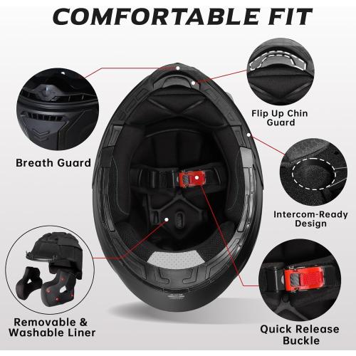 TRIANGLE Modular Motorcycle Helmets for Men Flip Up Full Face Helmet Dual Visor with Internal Sunshield DOT Approved