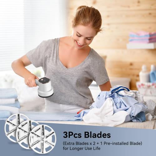 Rechargeable Fabric Shaver for Clothes: 6-Leaf Blades & 3 Speeds to Remove Pilling, Fuzz & Lint Balls - with LED Display, Portable Electric Lint Remover for Sweater, Couch, Blanket, Furniture
