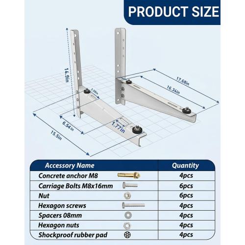 Mini Split Wall Mounting Bracket with Leveler, Heavy Duty Mini Split Brackets for Outside 9000 to 18000 BTU, Max 330 Lb Capacity Fits Wood Walls Brick Walls