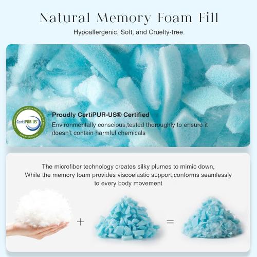 Phantoscope Memory Foam Pillows for Sleeping, Shredded Memory Foam Cooling Pillows- Adjustable Bed Pillows for Hot Sleepers, Firm Pillow for Neck Shoulder Pain,
