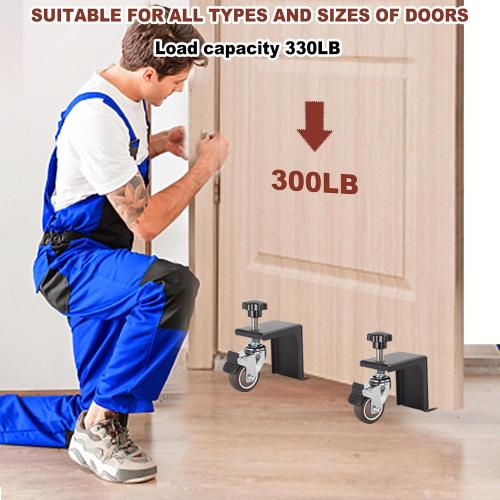 2PCS Door Installation Kit Holds up tp 330LBS, Heavy Duty Door Installation Dolly Easy Install for Single Person Door Tools for Doors from 1.18” to 1.97”