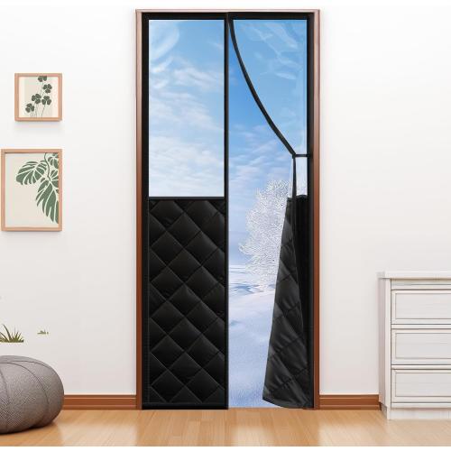 Magnetic Thermal Insulated Door Curtain for 36x 96 Doors, Visible Door Cover for Heat Insulation, Magnetic Closure Thick Blanket for Doorway to Keep Warm in Winter Cool in Summer