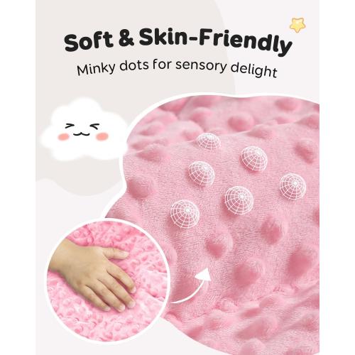 Kivik Weighted Blanket 3 lbs, Small Minky Dotted Blankets, Soft Heavy Blanket Throw, Machine Washable, 36 x 48 Inches Pink