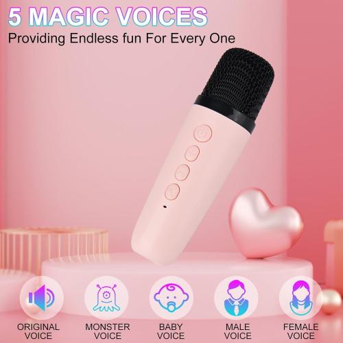 Mini Karaoke Machine for Kids Adults,Portable Bluetooth Speaker with Wireless Microphone and LED Lights,Party,Christmas,Birthday Gifts for Girls Boys,Perfect for Family Party Outdoor Travel