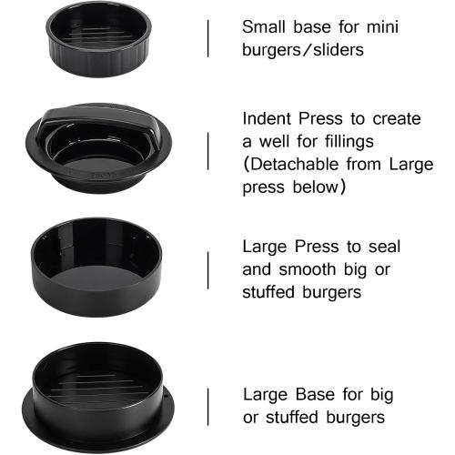 Burger Press Hamburger Patty Maker Slider Press Stuffed Burger Patty Press Regular Burger Patties Cookery Mold 3 in 1 Non Stick Kitchen Barbecue Tool