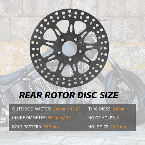 TOFR 11.8 Rear Brake Rotor Disc for Harley TOURING Street Glide Electra Glide Road King Road Glide Ultra Custom Special 2008-2021