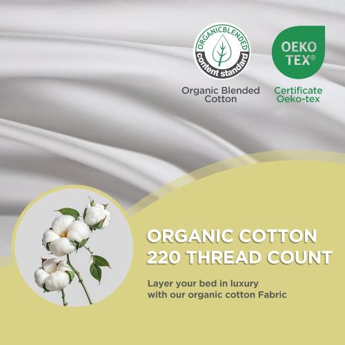(1 pillow) Farm to Home 100% Organic Cotton Down Alternative Pillow King Size Luxury Hotel Collection Bedding Pillow Medium Soft for Back, Stomach or Side Sleepers, White/Queen/ 20X36