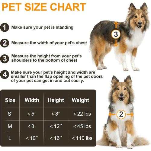 Dog Door for Wall, All Aluminum Large Doggy Door Doggie door, Pet Door Easy to Install, 2 Magnetic Flaps Energy Efficient, Wide Telescoping Tunnel for Interior & Exterior Walls, Pet Up to 110 Lb-Black