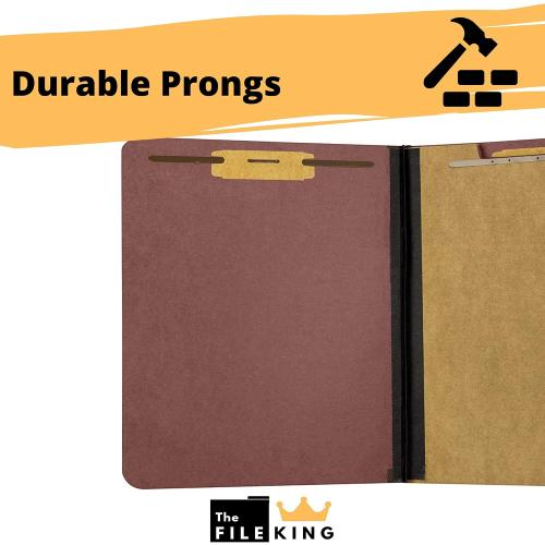 The File King Letter Size Carnelia Red File Folders with Prongs, 10 Pack, 8.5 x 11