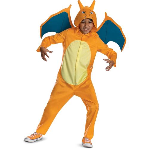 Disguise Pokémon Charizard Costume for Kids, Official Charizard Pokémon Hooded Jumpsuit Size M