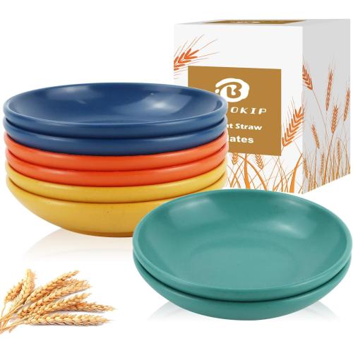 4 Inch Soy Sauce Dishes 8 Pieces, Lightweight and Unbreakable Wheat Straw Plates, Small Sauce Plate, Mini Serving Plates for Side Dishes, Condiment, Appetizer (Multicolor)