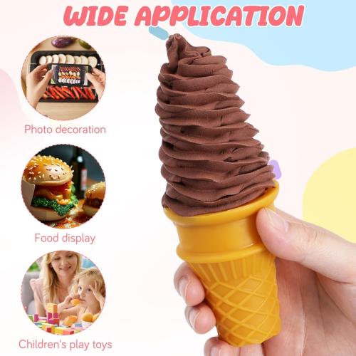 DOITOOL 2PCS Fake Ice Cream Cones Realistic Ice Cream Prop Plastic Ice Cream Cone Models Artificial Ice Cream Cones for Birthday Party Shops Decorations Photography Props