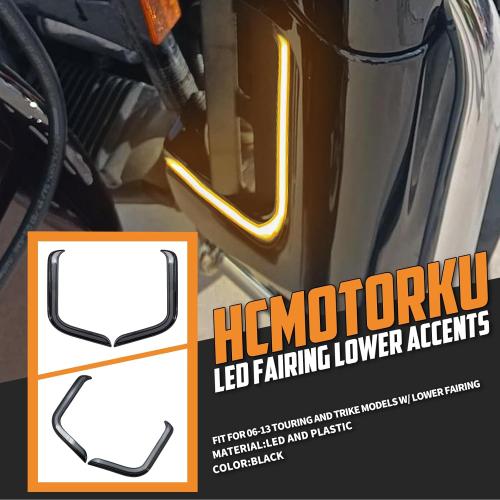 LED Lower Fairing Accent Lights Running Turn Signal Lamps Fit For Harley Touring Electra Street Road Glide Tri Glide 2006–2013 Black