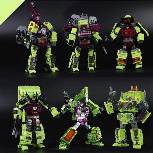 NBK Deformation Oversize Toys Robot Devastator Engineering Combiner 6 in 1 Action Figure Car Truck Model Gift for Kids Boys (Green) | 18 Inch, 5 Modes Robot Toys, Posable Joints, Equipped with Weapons