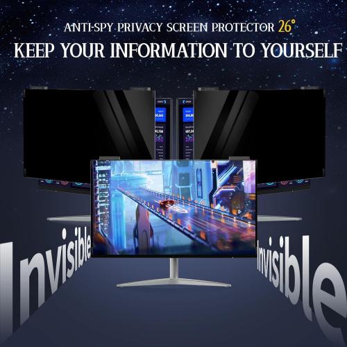 24 Magnetic Computer Privacy Screen 24 inch, Hanging Privacy Screen for Computer Monitor for 16:9 Frameless Monitor, Eye Protection Anti Glare Anti Blue Light Filter